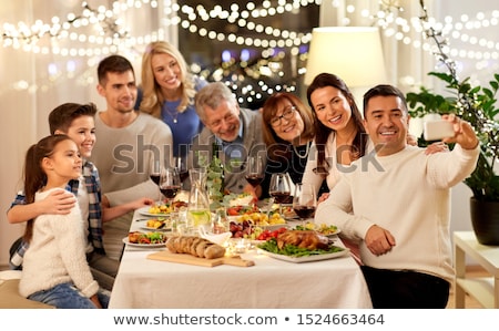 Сток-фото: Happy Family Having Dinner Party At Home