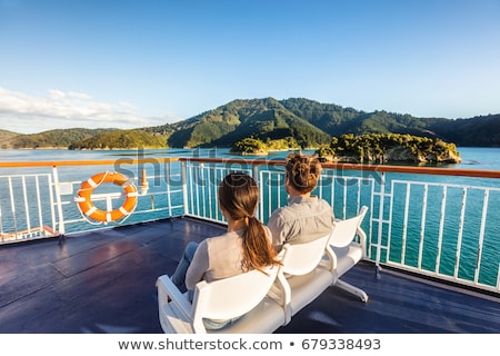 Zdjęcia stock: New Zealand Cruise Travel Passengers Enjoying Nature View Of Ferry Boat Cruising In Marlborough Soun