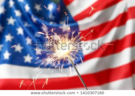 Сток-фото: Sparkler And Usa Flag