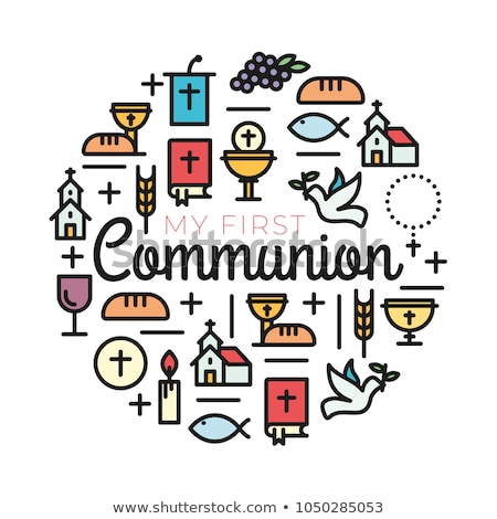 ストックフォト: Background To First Communion Invitation Chalice And Bread