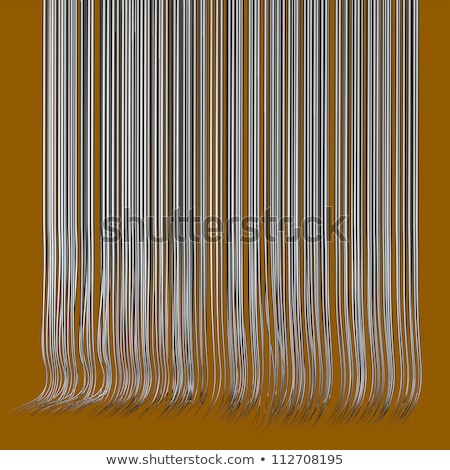 Stockfoto: 3d Render Multiple Wavy Hair Lines In Chrome Silver On Orange