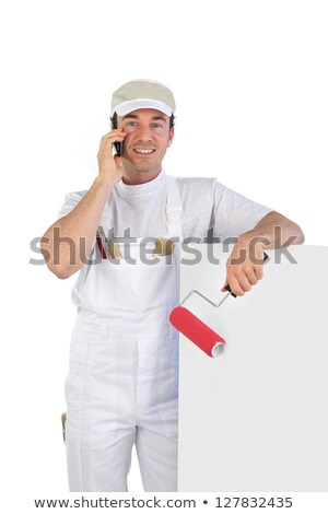 Stock photo: Craftsman Painter Talking On His Cell