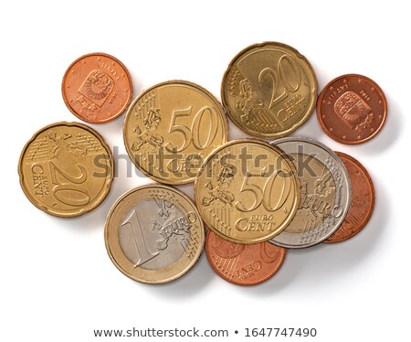 Zdjęcia stock: Pile Of 5 Cents Euro Money Coins Over White Background