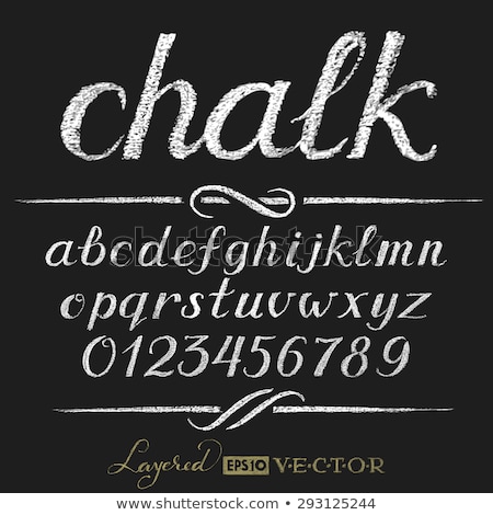 Hand Drawn Chalked Letters And Numbers On Blackboard Stok fotoğraf © polygraphus