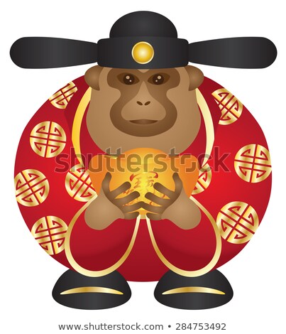 Stock photo: 2016 Chinese Year Of The Monkey With Gold Bars Color Illustratio