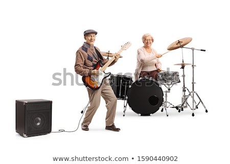 Stockfoto: Woman With Drum Isolated On White