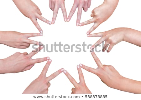 Stockfoto: Arms Of Girls Hands Making Ten Pointed Star