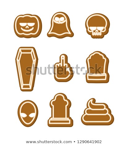 Сток-фото: Halloween Cookies Set Cookie For Terrible Holiday Ghost And Pu