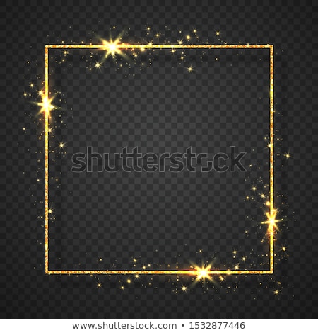 Foto stock: Gold Shiny Glitter Glowing Vintage Frame With Shadows Isolated On Transparent Background Golden Lux