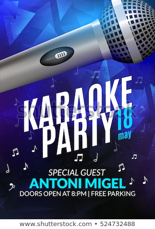 Stock photo: Karaoke Poster Vector Party Flyer Karaoke Music Night Radio Microphone Abstract Template Rock F