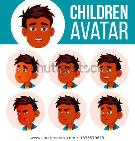 [[stock_photo]]: Indian Boy Avatar Set Kid Vector Primary School Face Emotions Facial People Cheer Pretty Card