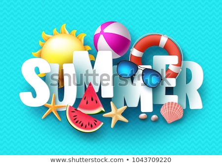 Stock photo: Vector Hello Summer Holiday Illustration With 3d Typography Letter On Ocean Blue Background Tropica