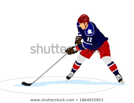 Сток-фото: Ice Hockey Players Colored Vector Illustration For Designers