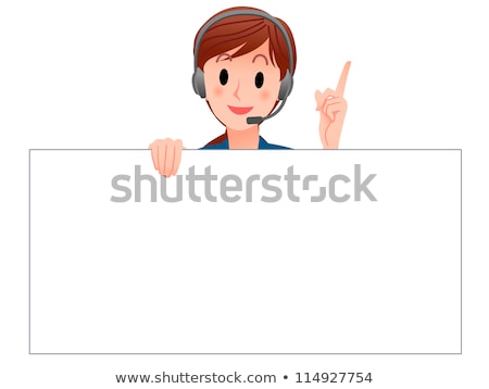 Cartoon Customer Service Operator Holding A Blank Board Stockfoto © Norwayblue