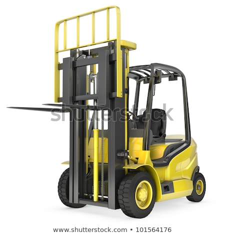 Zdjęcia stock: Yellow Fork Lift Truck With Raised Fork Front View