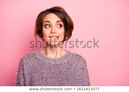 Stock fotó: Close Up Of An Attractive Woman Biting Her Beautiful Lips