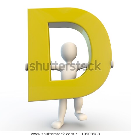 Foto stock: 3d Human Character Holding Yellow Letter D