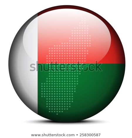 Stockfoto: Map With Dot Pattern On Flag Button Of Madagascar