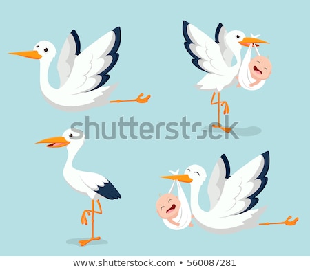 Foto stock: Stork And Baby Vector Illustration