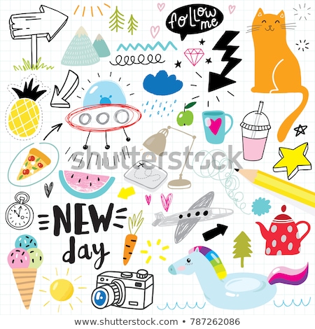 Stockfoto: Hand Drawn Colorful Vector Summer Set Sketches