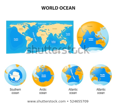 Stockfoto: Set Of Globes With Different Continents Oceans And A Map Earth