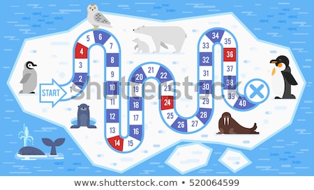 Stok fotoğraf: Vector Flat Style Illustration Of Kids Arctic Animals Board Game