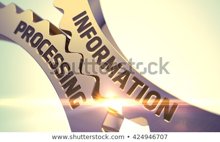Stockfoto: Information Processing On Golden Metallic Cogwheels