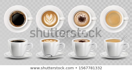 Stock fotó: Set Of White Cups For Coffee In 3d Vector Illustration