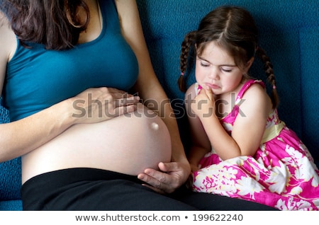 Zdjęcia stock: Kid Girl Mom Angry Pregnant