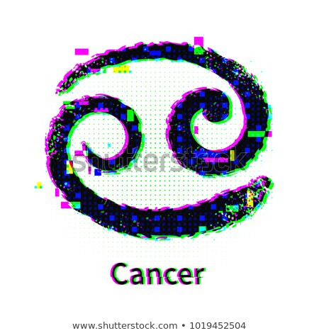 Stok fotoğraf: Cancer Zodiac Sign With Grunge And Glitch Effect