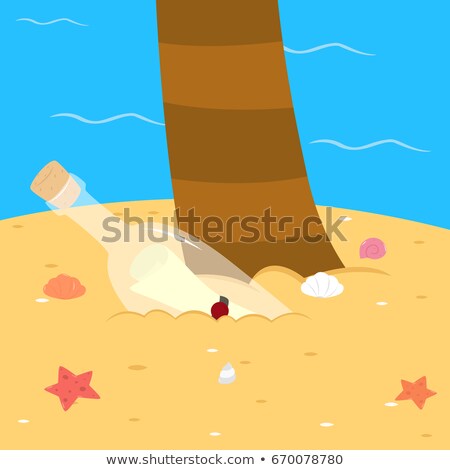 [[stock_photo]]: Essage · dans · une · bouteille · enterrée · dans · le · sable · sur · la · plage