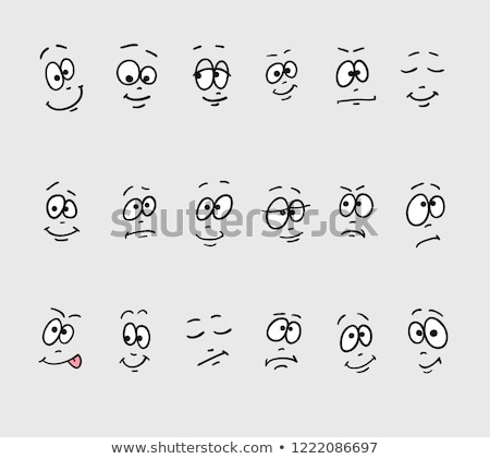 Сток-фото: Cartoon Faces Emotions Set Of Different Hand Drawing Funny Sad Crazy Stupid Drowsy Faces