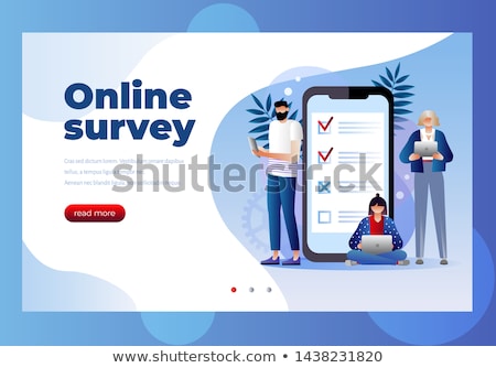 Zdjęcia stock: Flat Isometric Vector Landing Page Template Of Mobile Survey Customer Review