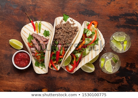 Stockfoto: Mexican Tacos And Caipirinha Cocktail
