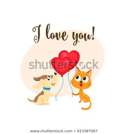 [[stock_photo]]: Cartoon Cat Holding Balloons