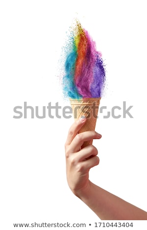 Foto d'archivio: Ice Cream From Multicolored Dust Explosion In A Waffle Cone