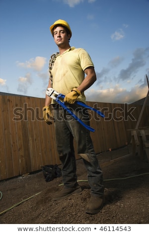 Male Construction Worker With Bolt Cutters Imagine de stoc © iofoto