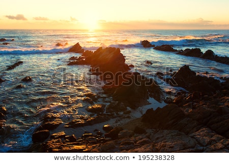 Stockfoto: Beautiful Sunrise Over Cretaceous Sedimentary Rock Coastline