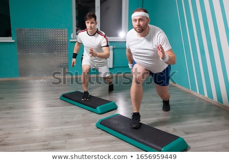 Foto stock: Ombre · gordo · haciendo · ejercicio