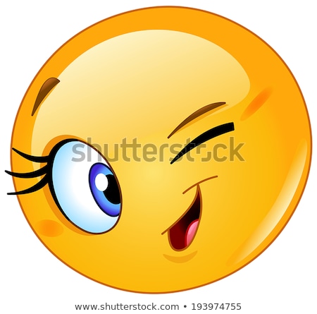 Stok fotoğraf: Emoji - Winking Orange With Happy Smile Isolated Vector