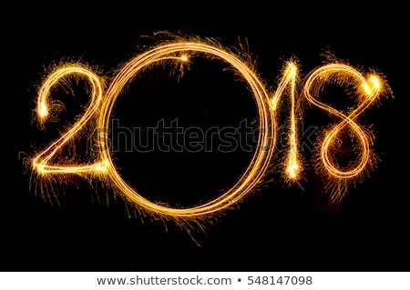Сток-фото: 2018 With Sparklers On Black Background