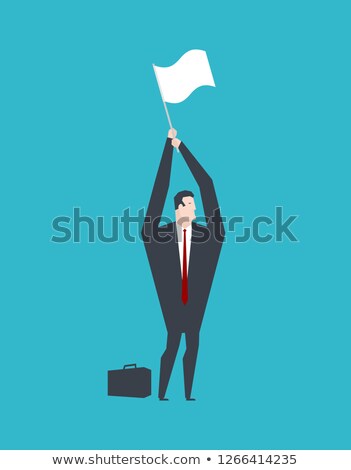 Businessman Surrender Hands Up And White Flag Business Life Ve Foto stock © MaryValery
