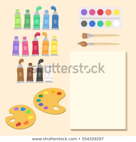 Stockfoto: Acrylic Color Or Paint Tubes And Palette