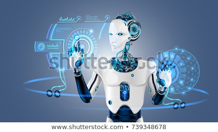 [[stock_photo]]: Humanoid Robot Hand Button