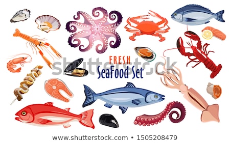 Fresh Seafood Icon Set Products For Restaurant Or Cafe Design Zdjęcia stock © MarySan