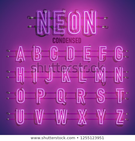 ストックフォト: Realistic Neon Font With Wires And Console Vector Illustration