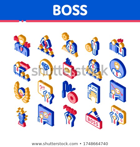 ストックフォト: Boss Leader Company Isometric Icons Set Vector