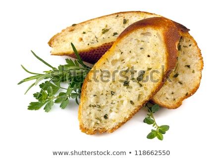 Stock photo: Garlic Bread With Herbs Isolated