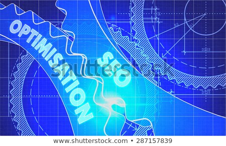 Stock fotó: Marketing Research On The Gears Blueprint Style