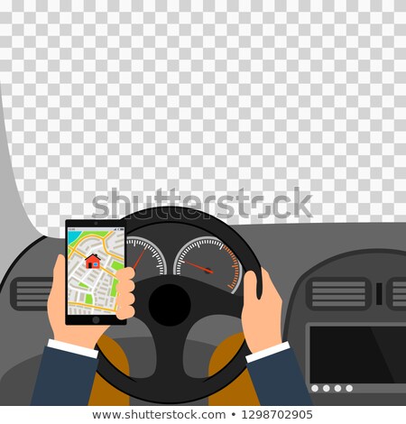 Stockfoto: Person Using Smartphone Gps While Driving